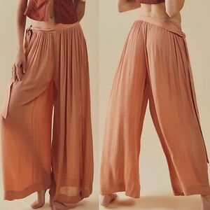 Free People Silver of Light Wide Leg Pull-on Billowy Palazzo Pants M Boho Chic